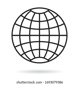 Simple Grid Globe Icon On White Background