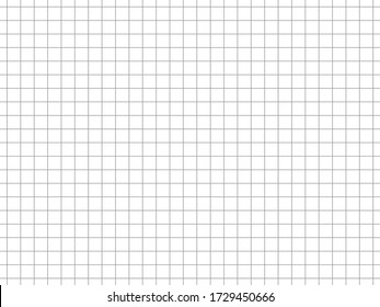 Simple grid paper. Blank sheet in cells. Squared grating on white background. Vector seamless pattern. Graph paper. Geometric checkered texture for school education. Square grid for design prints