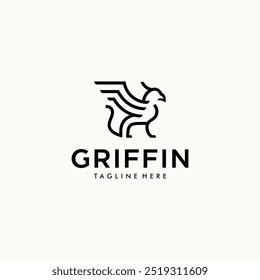 Logotipo simple del Vector de Griffin. Plantilla del logotipo