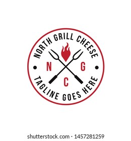 Simple grill circle seal with text logo design