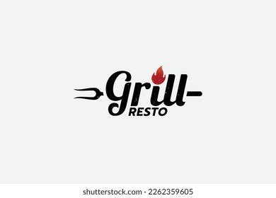 simple grill logo with a combination grill  lettering and spatula for any business especially for restaurant, cafe, etc.