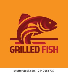 Simple Grilled Fish Logo Vector Design for Restaurant