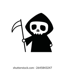 Simples conceito de logotipo de ceifadora. Ceifador com desenho de foice ilustração, vetor.