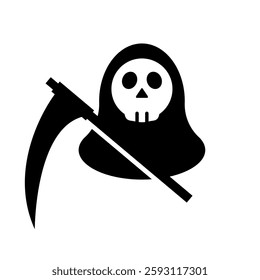 Simple Grim Reaper silhouette icon. Vector.