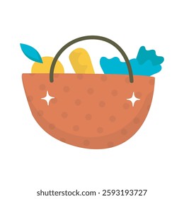 simple grocery bucket in flat vector design