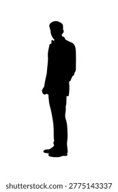 Simple groom silhouette, isolated wedding fiance shadow shape icon