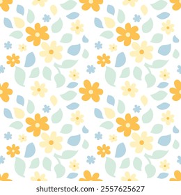 Simple and groovy seamless flower pattern