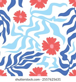 Simple and groovy seamless flower pattern