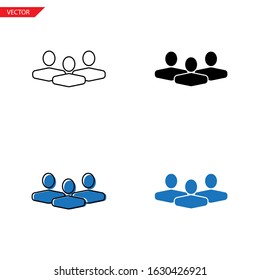 Simple group icon on white background 4 types such as outline, black, color, outline and color. Vector illustration.