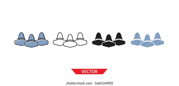 Simple group icon on white background 4 types such as outline, black, color, outline and color. Vector illustration.