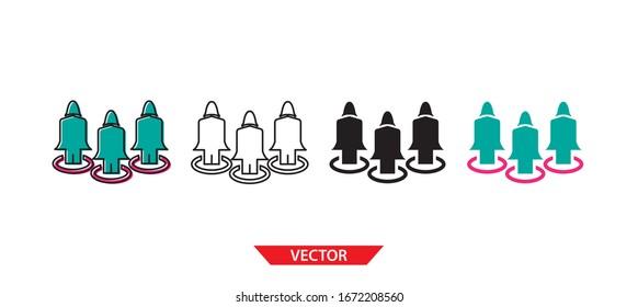 Icono de grupo simple sobre fondo blanco 4 tipos como contorno, negro, color, contorno y color. Ilustración vectorial.