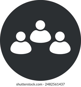 Simple group icon with three people as the main elements. great for flat designs