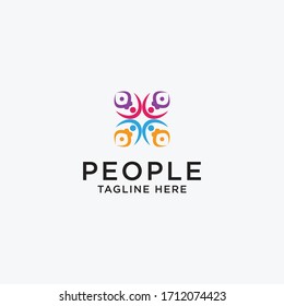 simple group vector symbol.Minimalist creative people logo icon design modern style illustration
