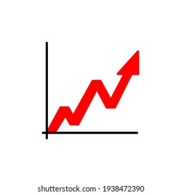 Simple growth or analytics red line icon. Statistical chart concept. Flat style isolated symbol, used for: illustration, minimal, logo, mobile, app, emblem, design, web, site, ui, ux. Vector EPS 10