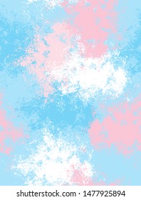 Simple Grunge Abstract Vector Pattern. Pink, White and Blue Brush Painted Stains Isolated on a Light Blue Background. Irregular Geometric Print Ideal for Fabric, Textile, Layout, Wrapping Paper.