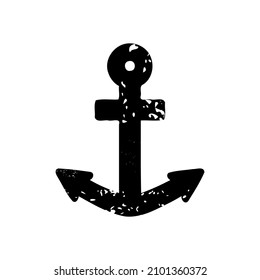Simple grunge anchor vector symbol. Maritime industry anchor emblem.