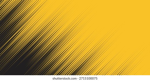 Diseño grunge simple con fondo amarillo y negro con patrón de semitono de puntos para Anuncio y cubierta. Vector EPS10