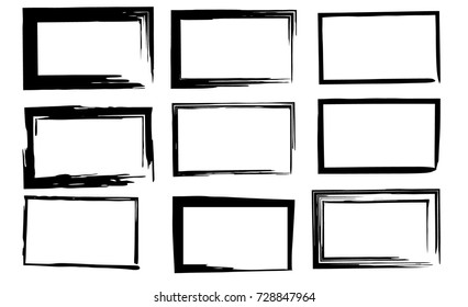 Simple grunge set of frames. Vector illustration