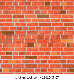 Simple grungy brick wall seamless pattern surface texture background in wide panorama banner format. Vector illustration