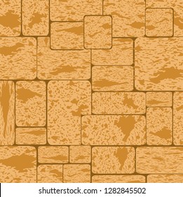 Simple grungy shell rock brick wall pattern surface texture background in wide panorama banner format. Vector illustration