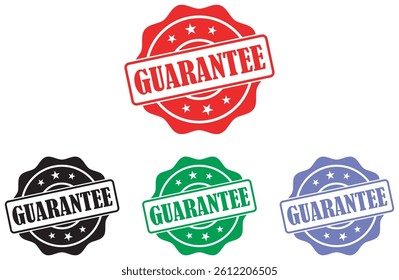 Simple guarantee stamp for official document. Guarantee certification design minimalist style. Guarantee reliability bold text design. Bold typography design for business branding. Vector illustration