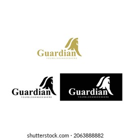 simple guardian vector logo design, spartan illustration logo