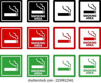 Simple guide illustration set for smoking area