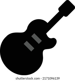 simple guitar black and gray silhouette. Music instrument icon. Vector illustration. isolated on white background. 