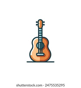 simple guitar colored flat icon on isolated white background