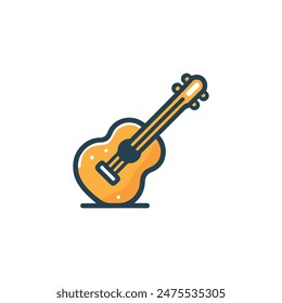 simple guitar colored flat icon on isolated white background