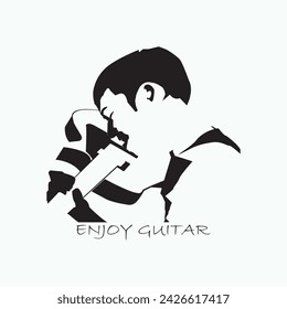 Simple Guitar And Guitarist Logo