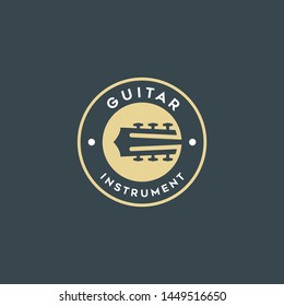 Simple Guitar Icon / negative space / stamp. logo design inspiration