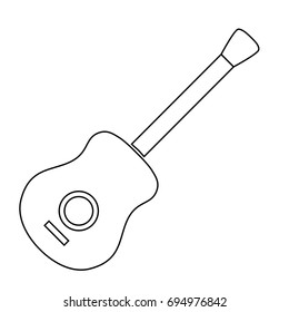 A simple guitar icon vector design on with black lines on white background