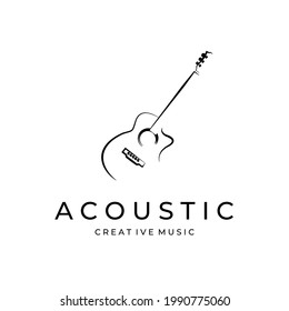 Simple guitar logo icon badge mono line illustration design