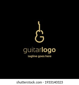 Simple guitar logo icon monoline design