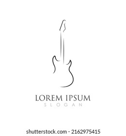 Simple Guitar Music Logo Vector Illustration