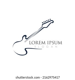 Ilustración de vectores con logotipo de música de guitarra simple