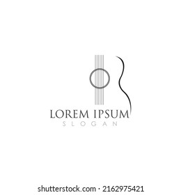 Simple Guitar Music Logo Vector Illustration