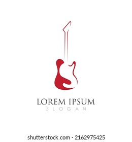 Simple Guitar Music Logo Vector Illustration