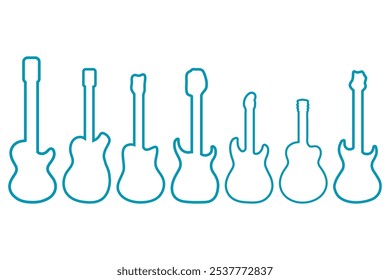 Simple guitar outline illustration design set