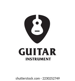 simple guitar pick music instrument logo design
