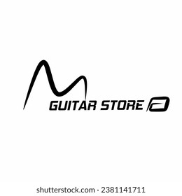 simple guitar store vector logo