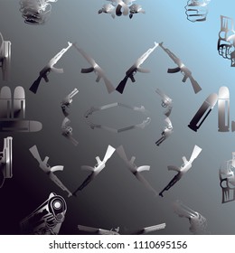 Simple Gun And Bullet Pattern With Shiny Background
