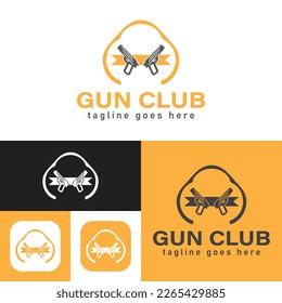 Logo simple del club de armas. Ilustración vectorial.Estilo de icono mínimo. Color blanco y negro.Único, elegante y moderno.