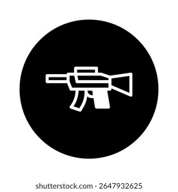 Diseño simple del icono de la pistola que representa armas de fuego para la seguridad con los gráficos del Vector en fondo negro