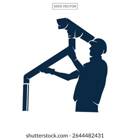 Simple gutter, guttering, house, home vector icon isolated 02
