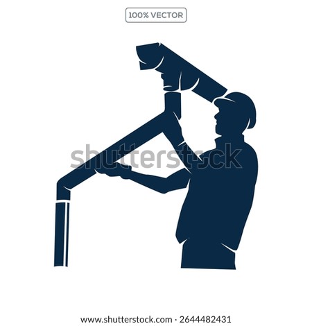 Simple gutter, guttering, house, home vector icon isolated 02
