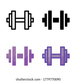 simple gym icon design in various line, solid, flat and filled lined style suitable for sport icon, website, app, ui and pattern design. vector barbell workout illustration in white background.
