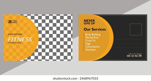 Simple GYM post card | Invitation post card premium vector file 