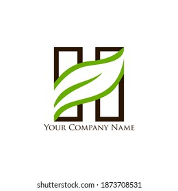 A simple H font logo with an elegant leaf design that suits your business and uses the latest Adobe illustrations.
